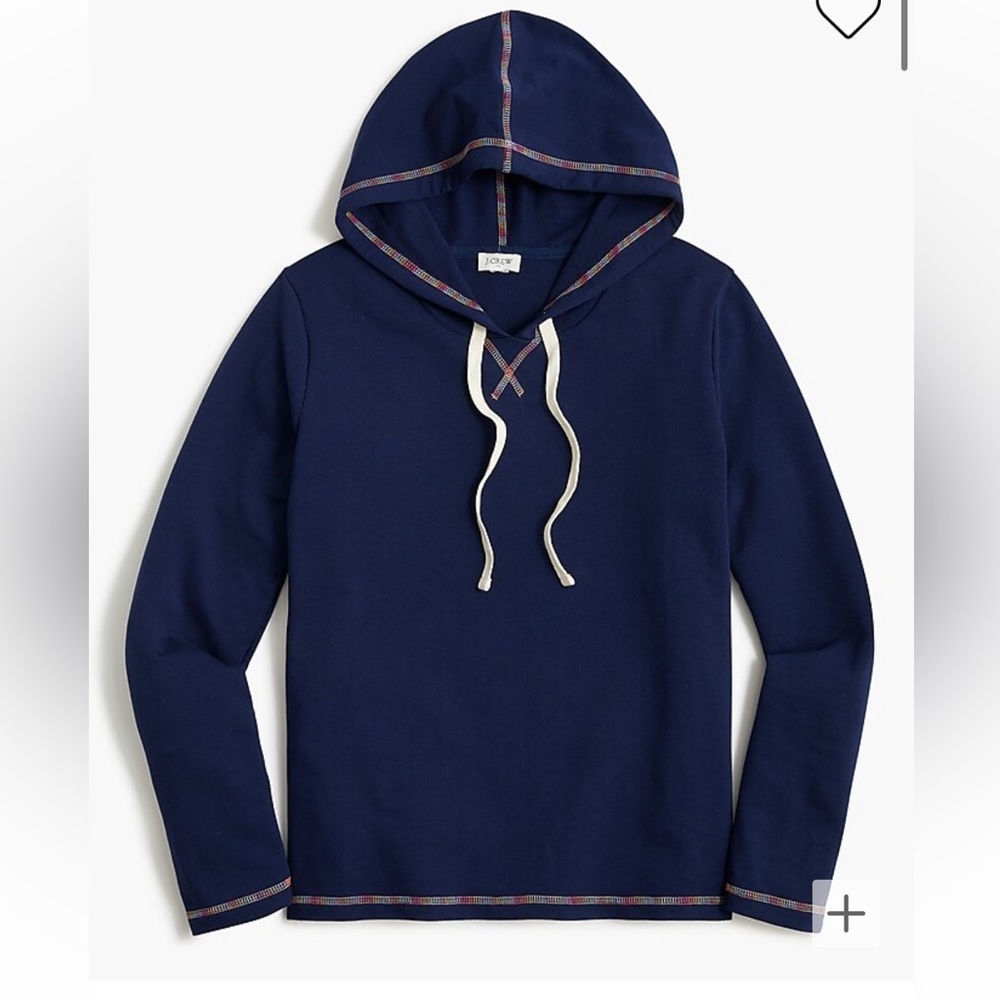J. Crew Women’s Navy Hoodie with Rainbow Stitching Size Large